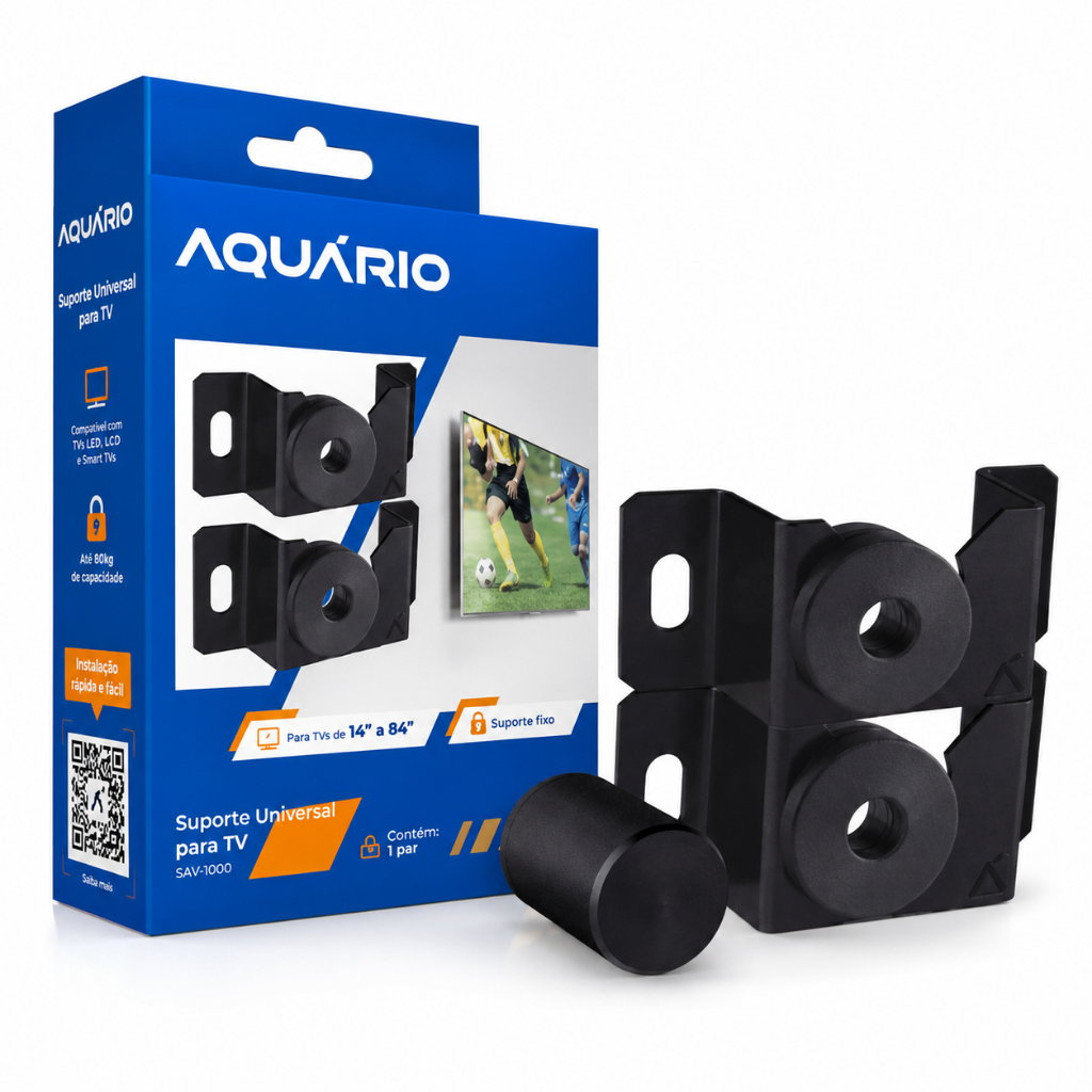 Suporte Fixo Universal TV 14 a 84 Polegadas Aquário SAV-1000 Parede LED LCD Smart TV Até 80kg