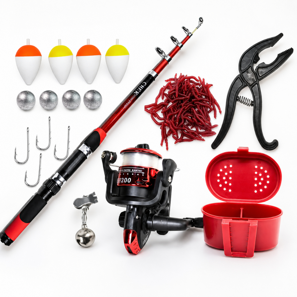 Kit Pesca Completo Vara +  Molinete porta Isca boia anzol alicate pesca pescaria rios lagos pesqueiro tilápia Tucunaré