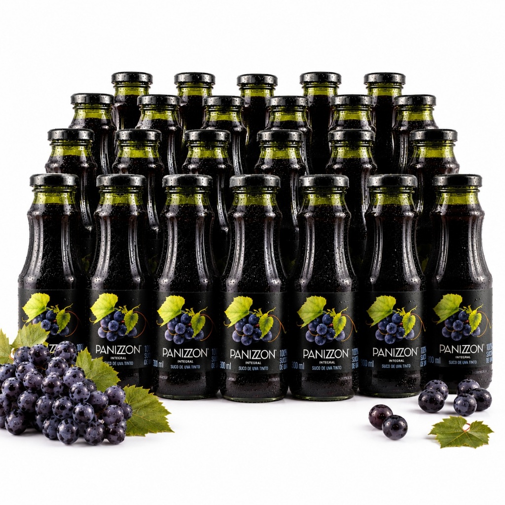 Kits Suco Uva Tinto Integral Panizzon Garrafa Vidro 300 ml Para Brindes,casamentos e Cestas