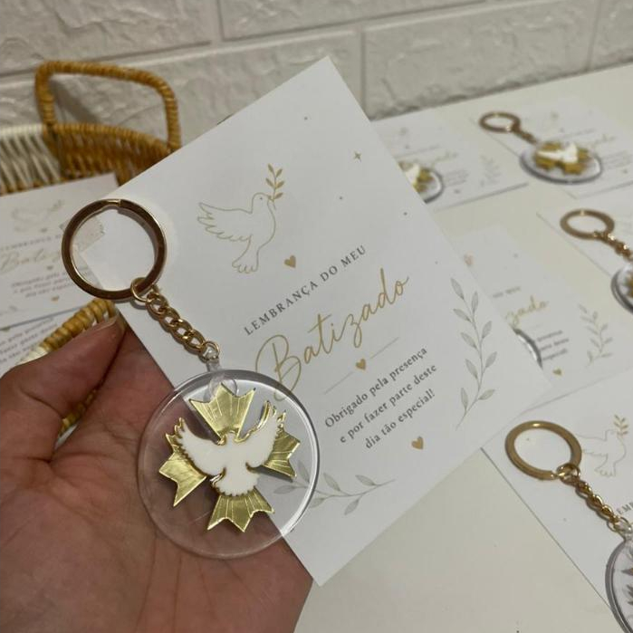 ￼CHAVEIRO LEMBRANCINHA BATIZADO/EUCARISTIA/CRISMA - CHAVEIRO DE ACRÍLICO COM TAG PERSONALIZADA.