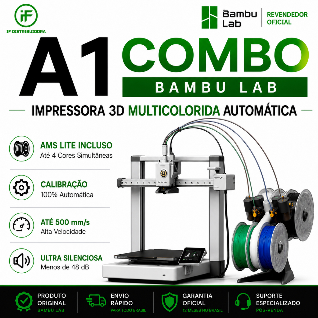 Impressora 3D Bambu Lab A1 Combo AMS Lite Multicolor Automática Bivolt