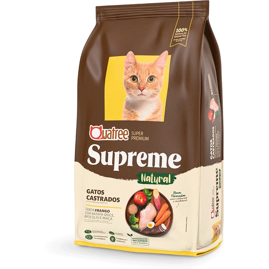 Ração Quatree Supreme para Gatos Castrados sabor Frango e Batata Doce 10.1 Kg