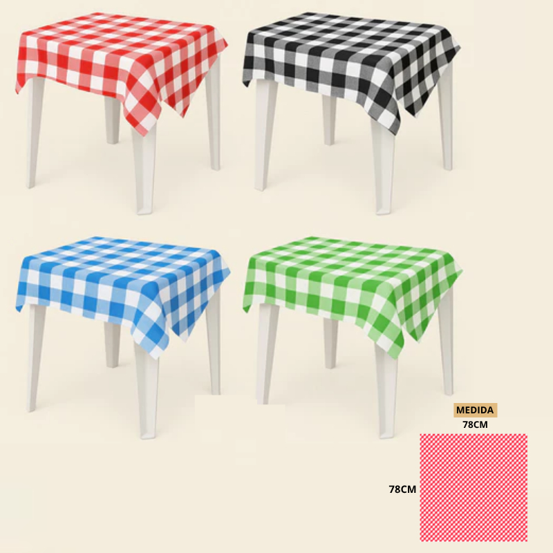 Kit 30 Toalha de Mesa Xadrez Metalizada Quadrada Festa Junina Piquenique 78x78cm Arraiá