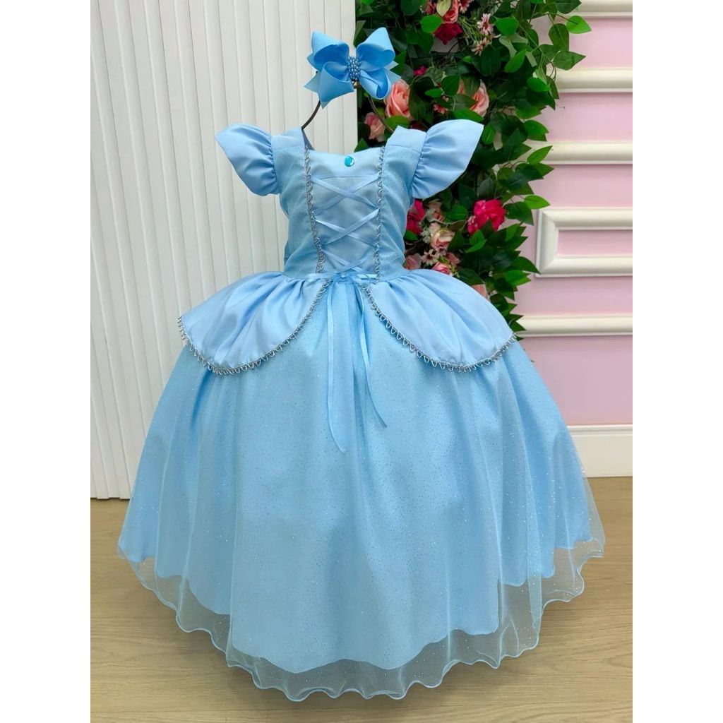 LANÇAMENTO Fantasia/Vestido Mini Miss Longo Luxo Princesas Cinderela Rapunzel Bela Adormecida A Bela e a Fera Disney