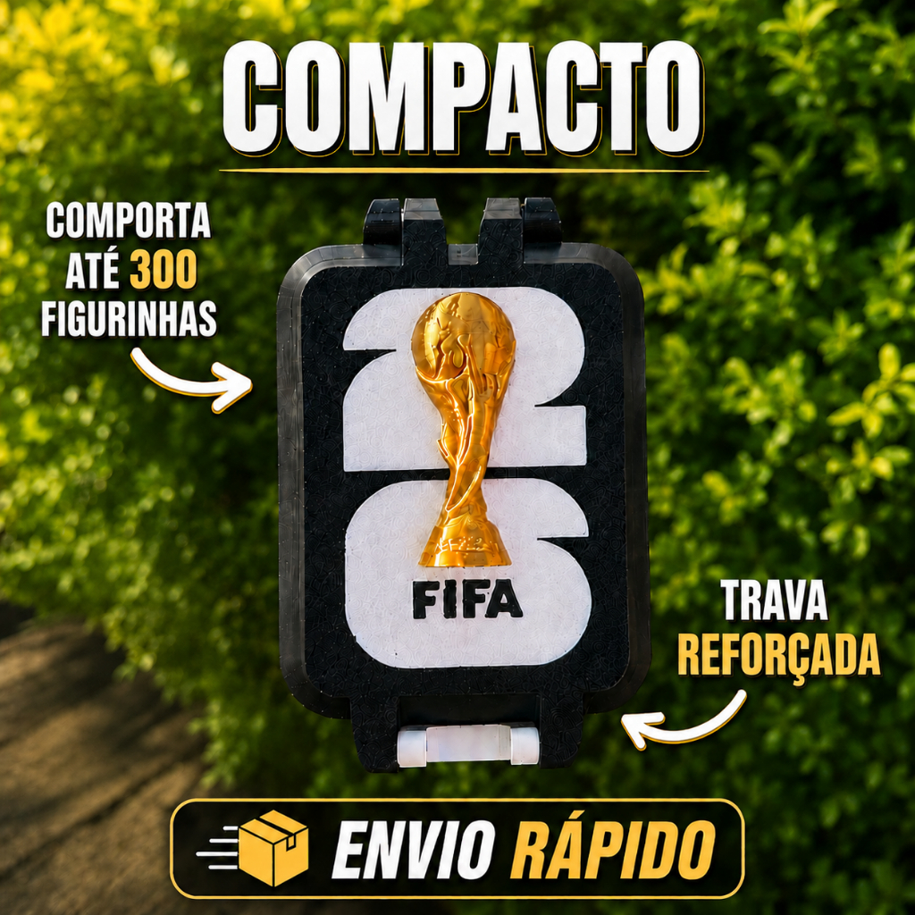 Porta Figurinhas Caixa Organizadora Álbum Copa do Mundo FIFA 2026 Coleção Futebol Estojo Infantil  Adulto