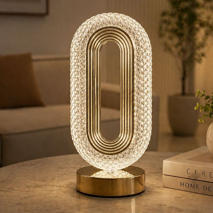 Luminária LED Oval USB 5V com 3 Cores de Luz Quente Neutra Fria Abajur Decorativo Moderno para Quarto Sala Mesa