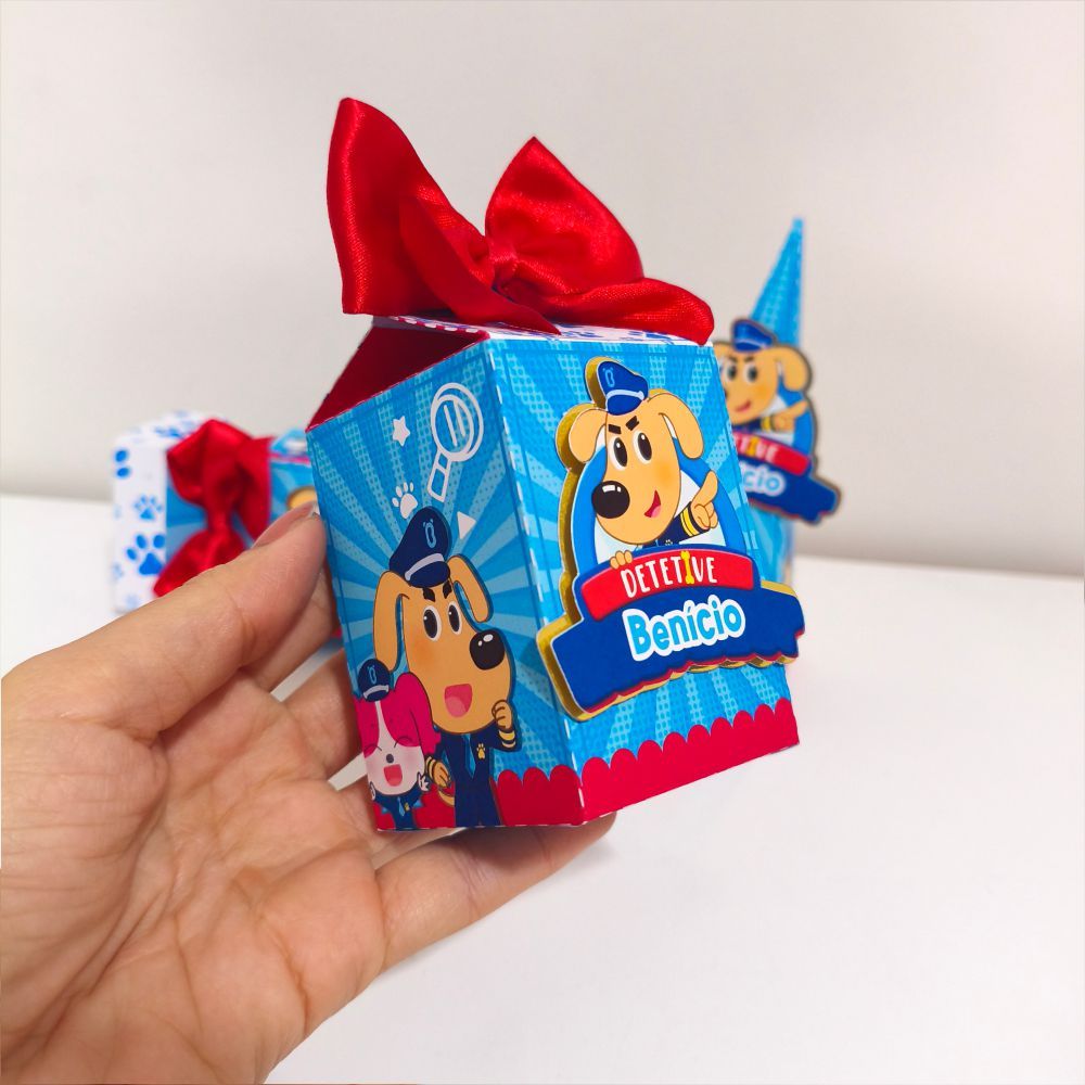 10 Caixas Milk aplique 3D Detetive Labrador | Caixinha milk Personalizada | Fazemos Vários Temas