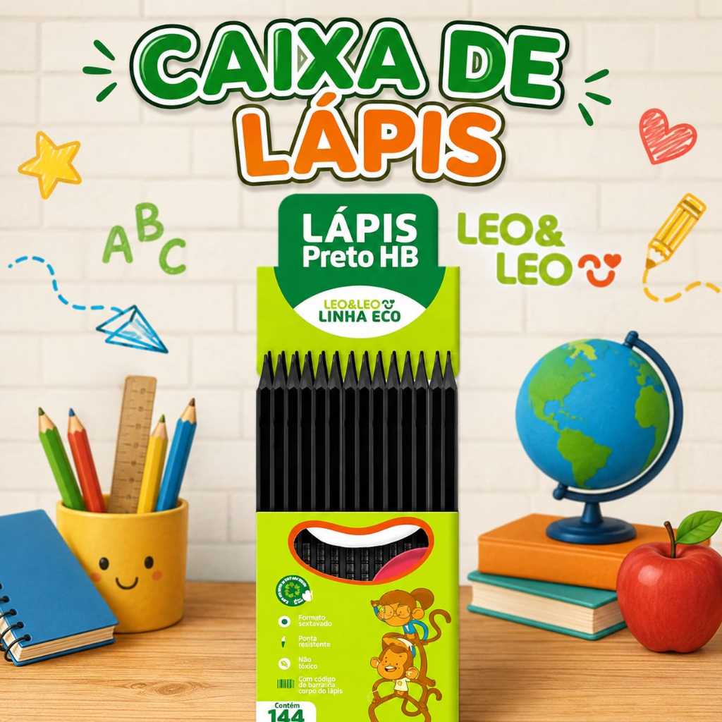 Lápis Preto Hb De Escrever Caixa 144 Unidades Linha Eco Leo Leo