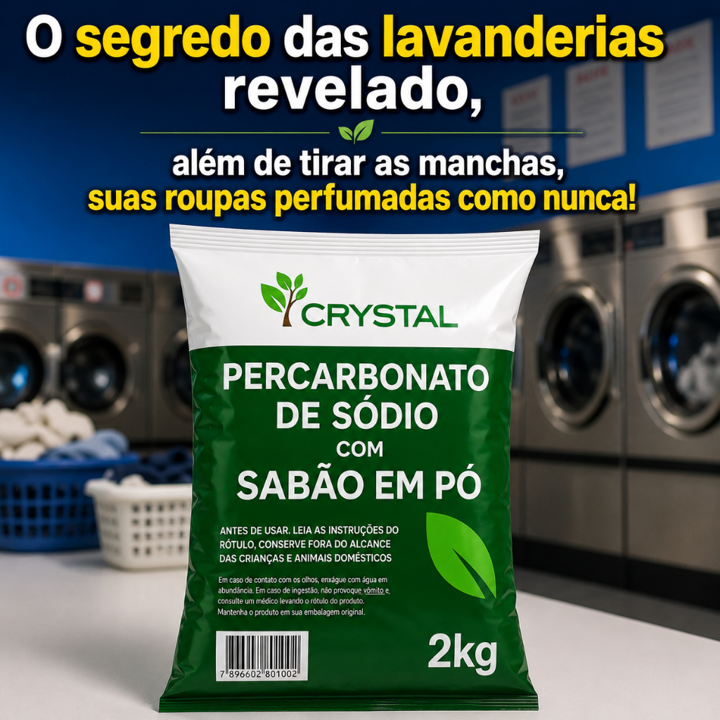 Lava Roupas Sabão em Pó com Percarbonato Perfumado Tira Manchas Roupas Brancas e Coloridas 1kg/2kg/3kg