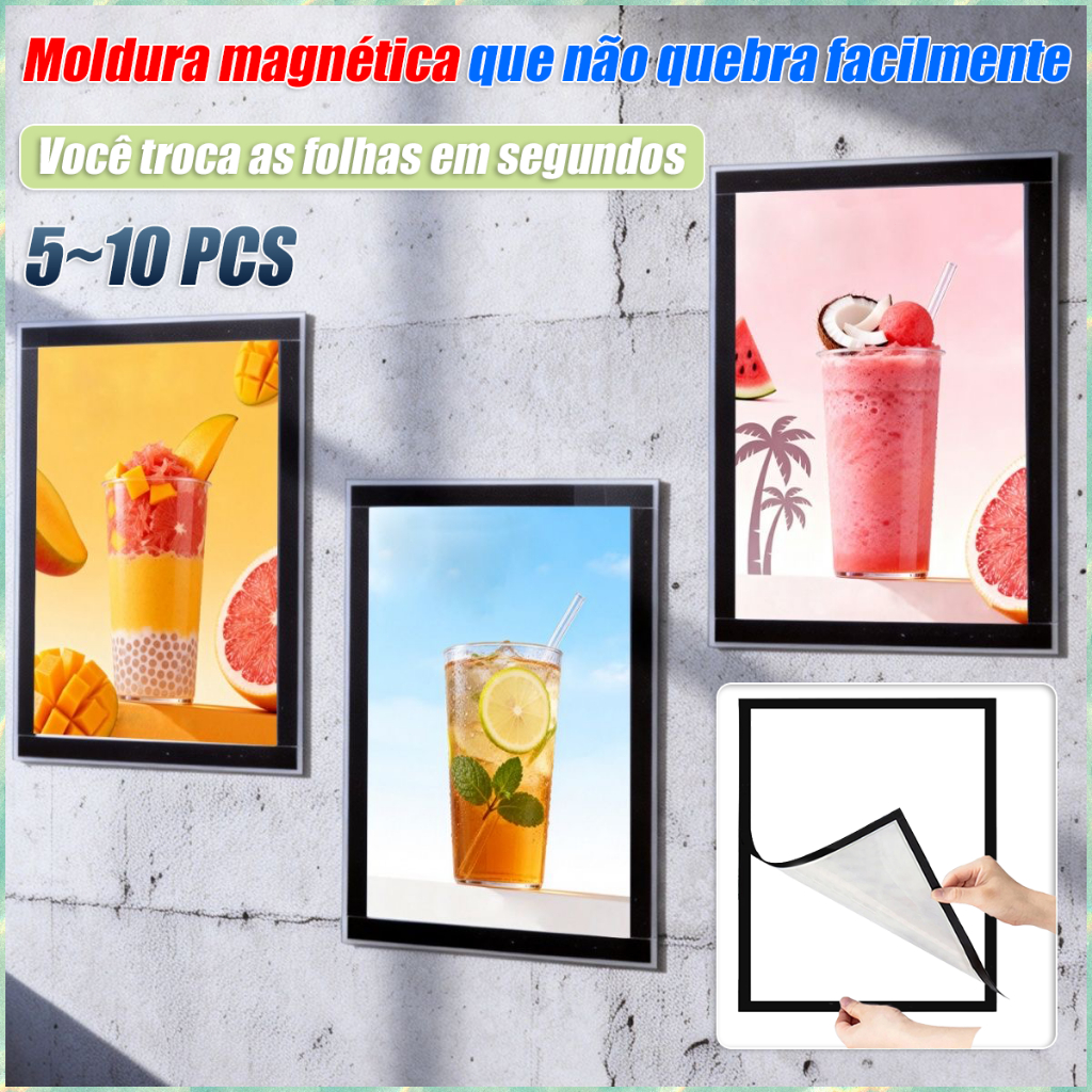 5~10 PCS A4 Display Moldura Magnética PVC Protetor Caso Certificado Cartaz Placa De Exibição Adesivo De Parede Para Escr
