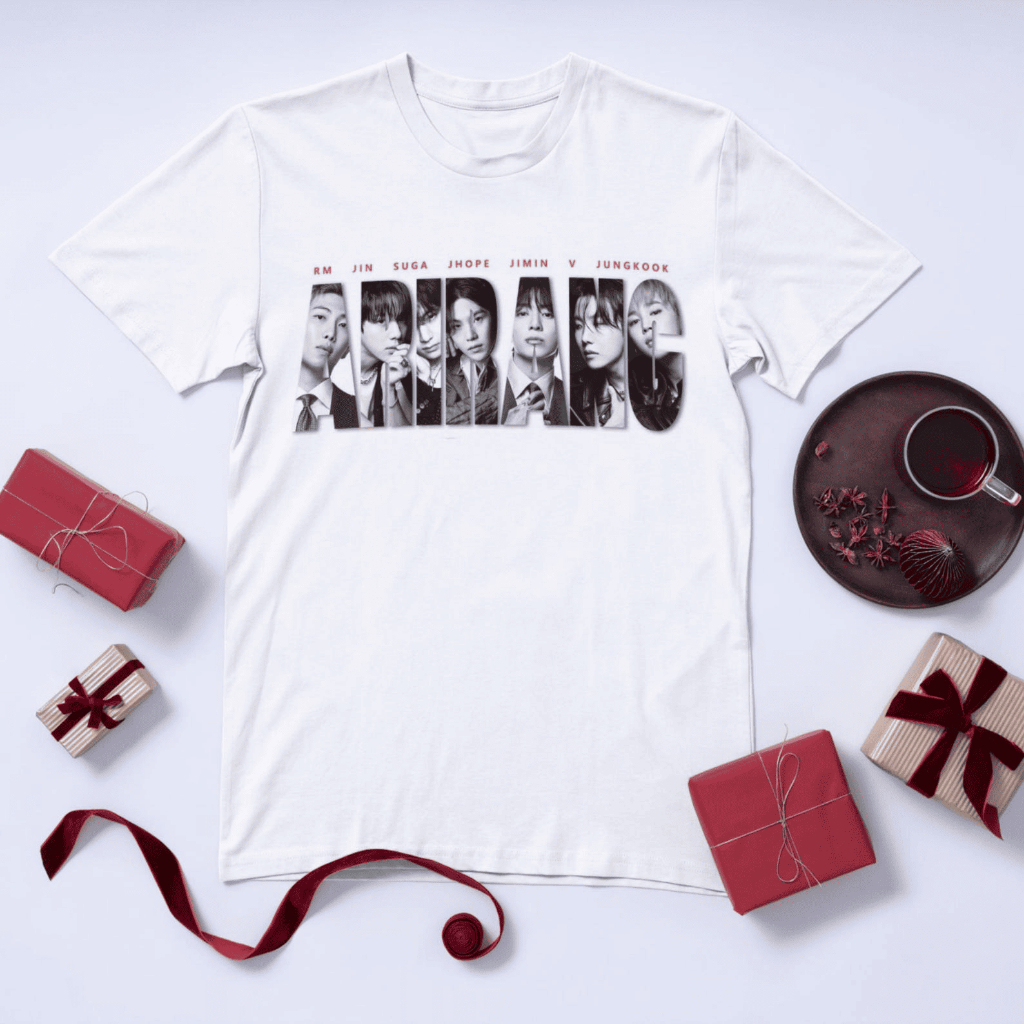 Camiseta Basica Algodão estampa Unissex Arirang BTS, Turn Mundial BTS 2026 Bangtan 2026 BTS, Kpop Arm