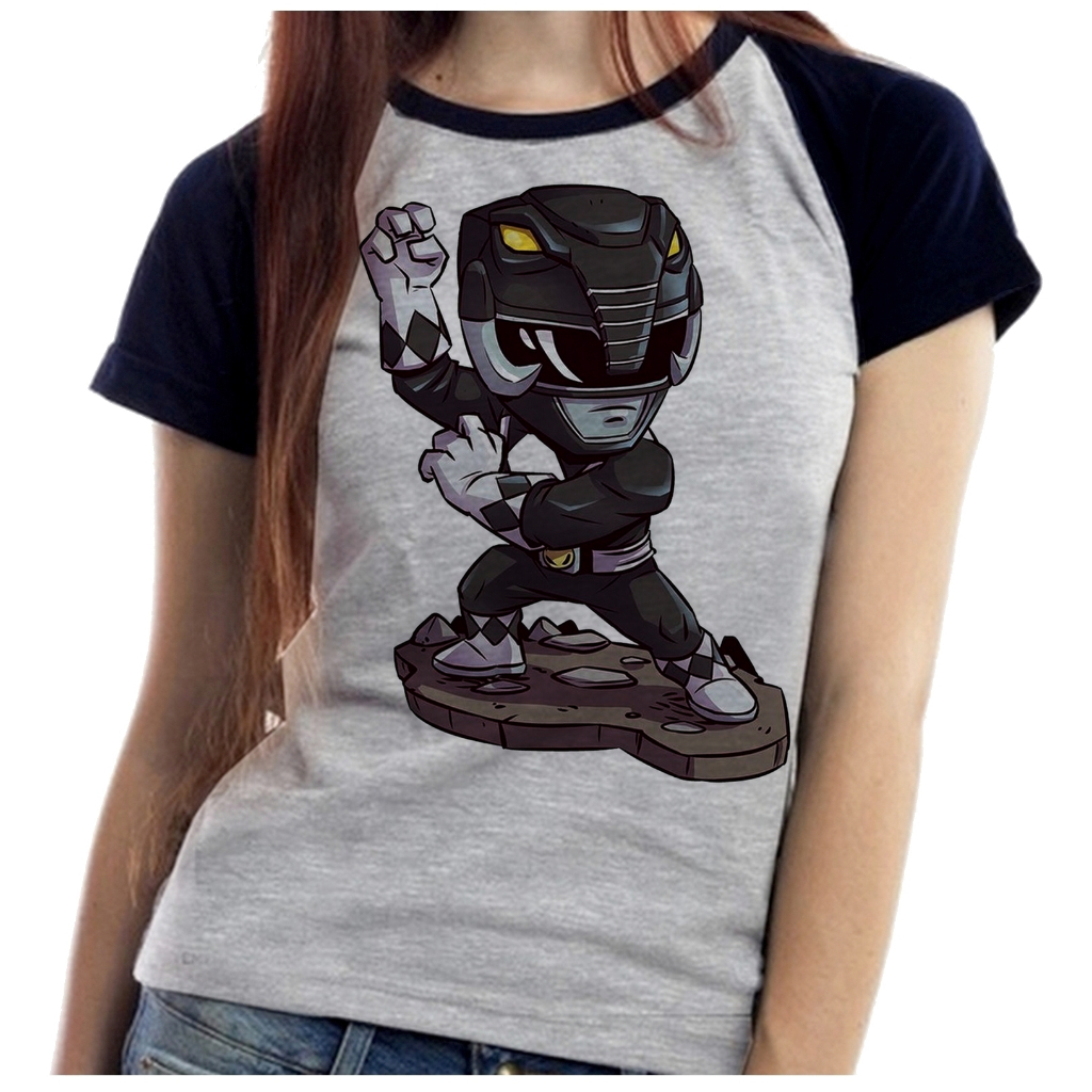 Baby Look Blusa Feminina ou Camiseta Unissex Power ranger black preto