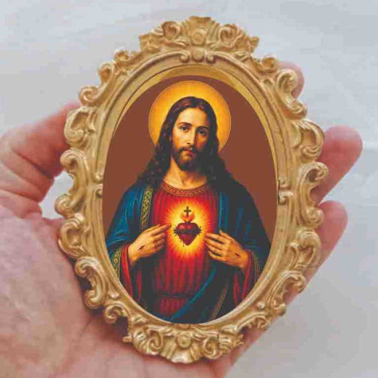 Quadro Sagrado Coração de Jesus Quadro religioso Quadro católico Imagem sacra Ícone Quadro personalizado Retrô Vintage