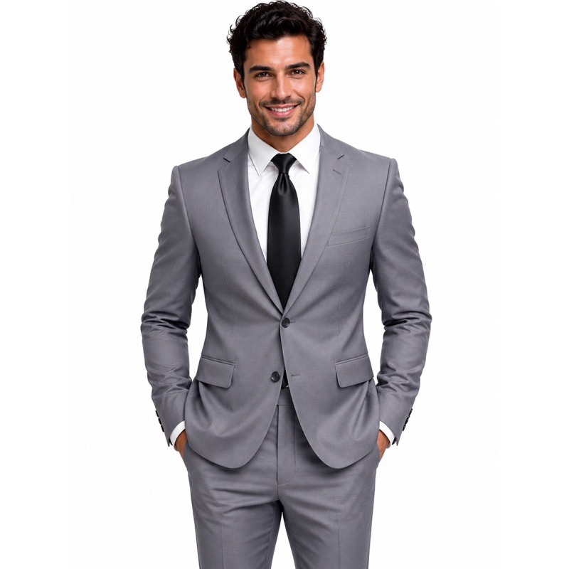 Terno Slim Oxford Premium Cinza Chumbo Masculino Paletó+Calça
