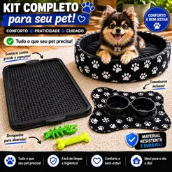 Tapete Higiênico para Cães + Bebedouro Cachorro + Cama Pet KitZoo Tudo em Um 7 Itens