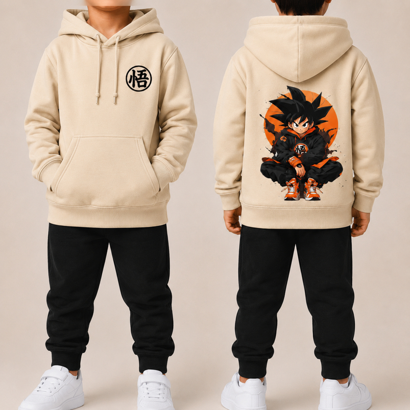 Conjunto calça + blusa Masculino DBZ Infantil Moletom Infantil Masculino Estampadode Frio Flanelada