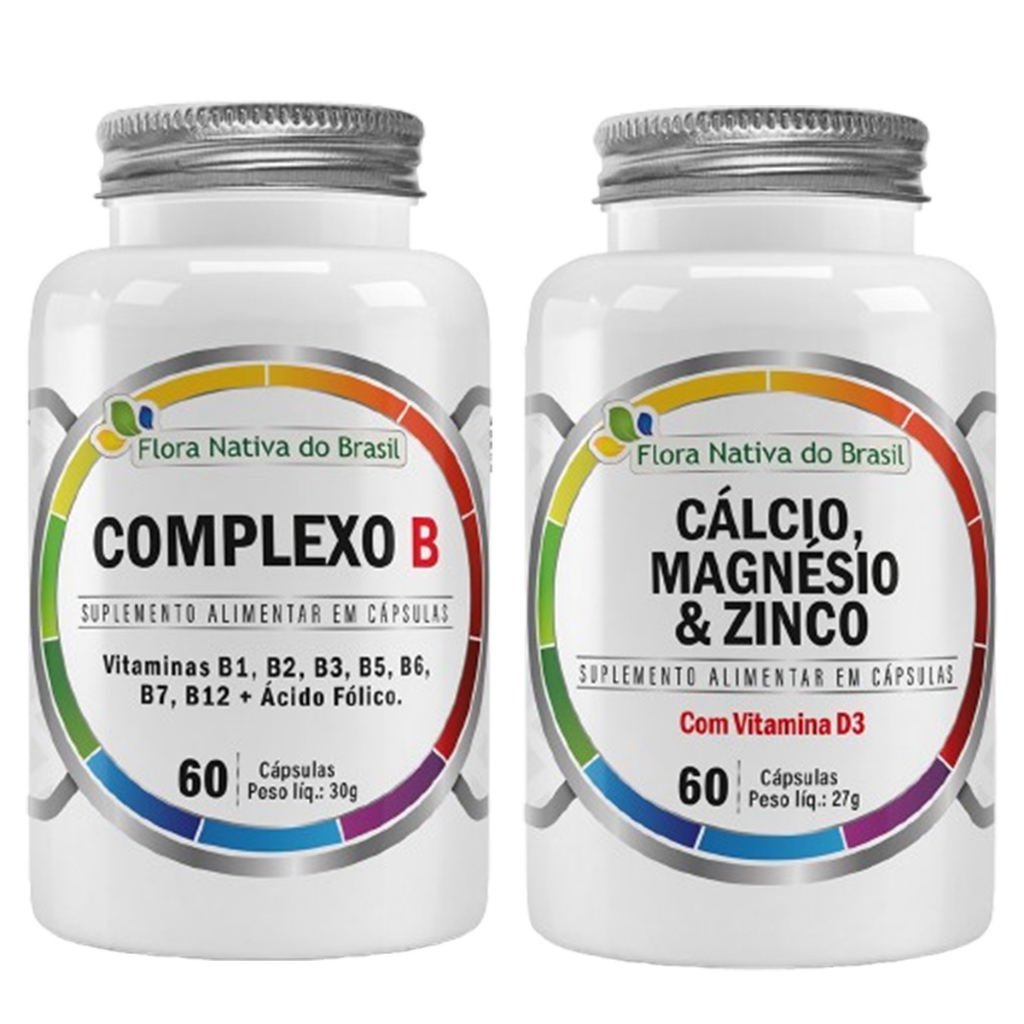 Kit Vitaminas Do Complexo B + CMZ - Cálcio, Zinco, Magnésio + D 60 Cápsulas