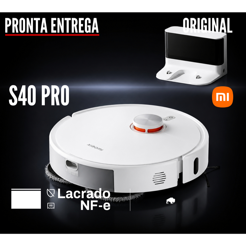 Robô Aspirador Xiaomi Vacuum S40 Pro com esfregão e escova