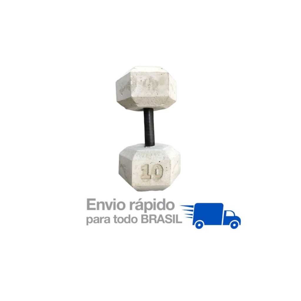 Halter de 10kg - Halter sextavado de cimento sem acabamento- Unidade