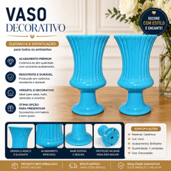 Vaso Para Decoração em Cerâmica Kit 2 Unidades Vaso Charme 29x14 Decoração Festa Aniversário