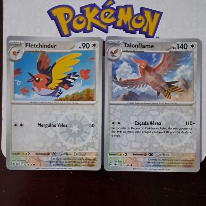 Carta Card Pokémon Fletchinder Talonflame Reverse Foil  Coroa Estelar