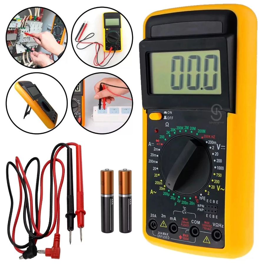 Multimetro Digital Profissional Medidor Capacitor Capacímetr Com Pilhas