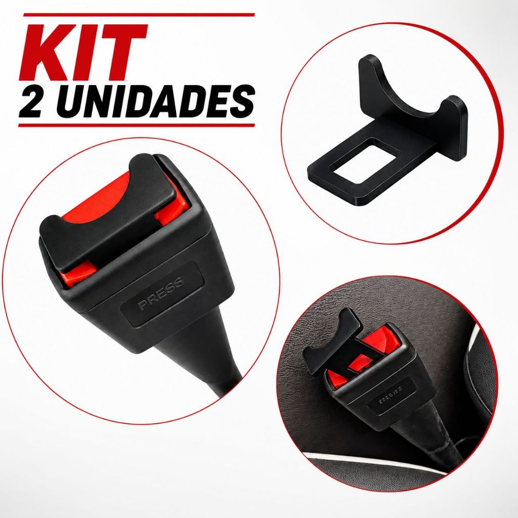 Kit 2 Travas Lingueta Cinto Segurança Universal Clip Lingueta Encaixe Rápido