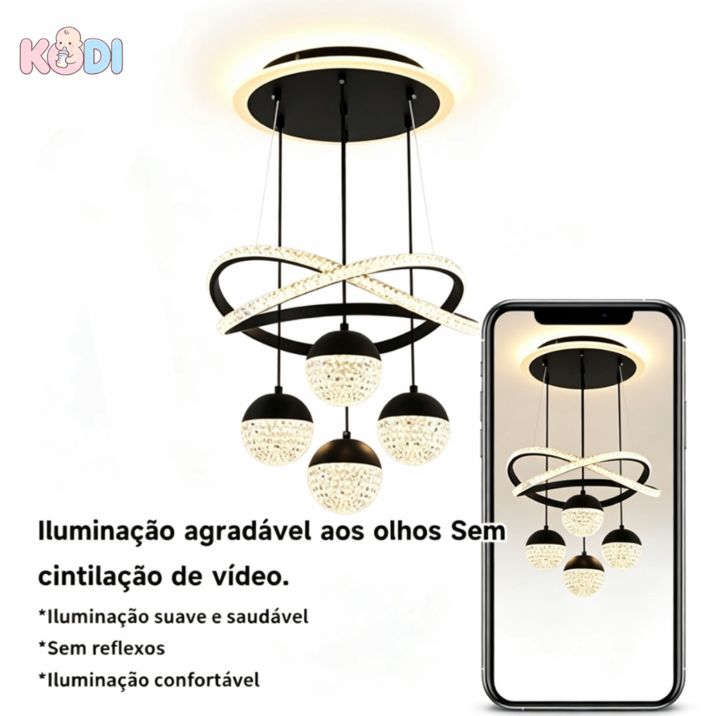 (110V/220V) Lustre Pendente Globo LED Minimalista 3 Cores para Sala Jantar Apartamento Bares e Lojas -O16