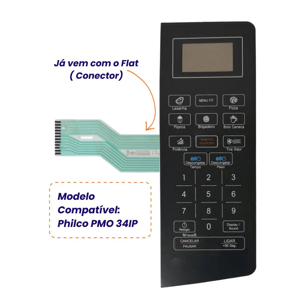 Membrana para Microondas Compatível com Philco PMO34 IP / Preta - 22,5cm x 20,8cm x 7,5cm
