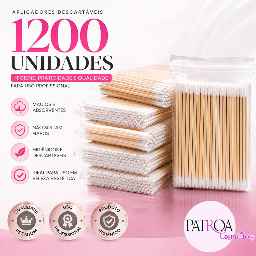 1200 Palitos Com Algodão De Limpeza Alinhamento Henna Micropigmentação Unha Boca