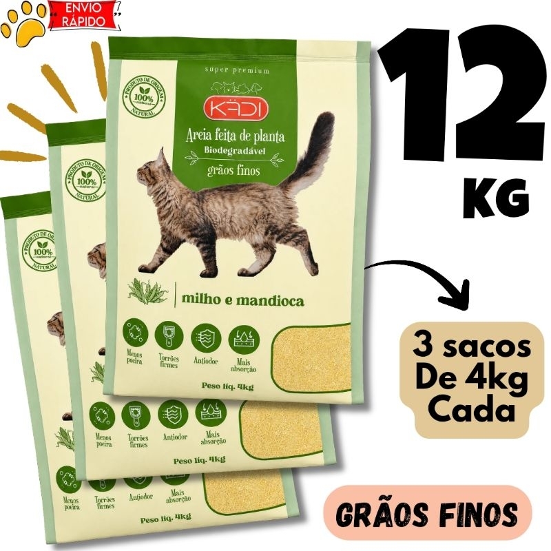 Areia Biodegradavel Kadi Gaõs Finos Para Gatos -12KG