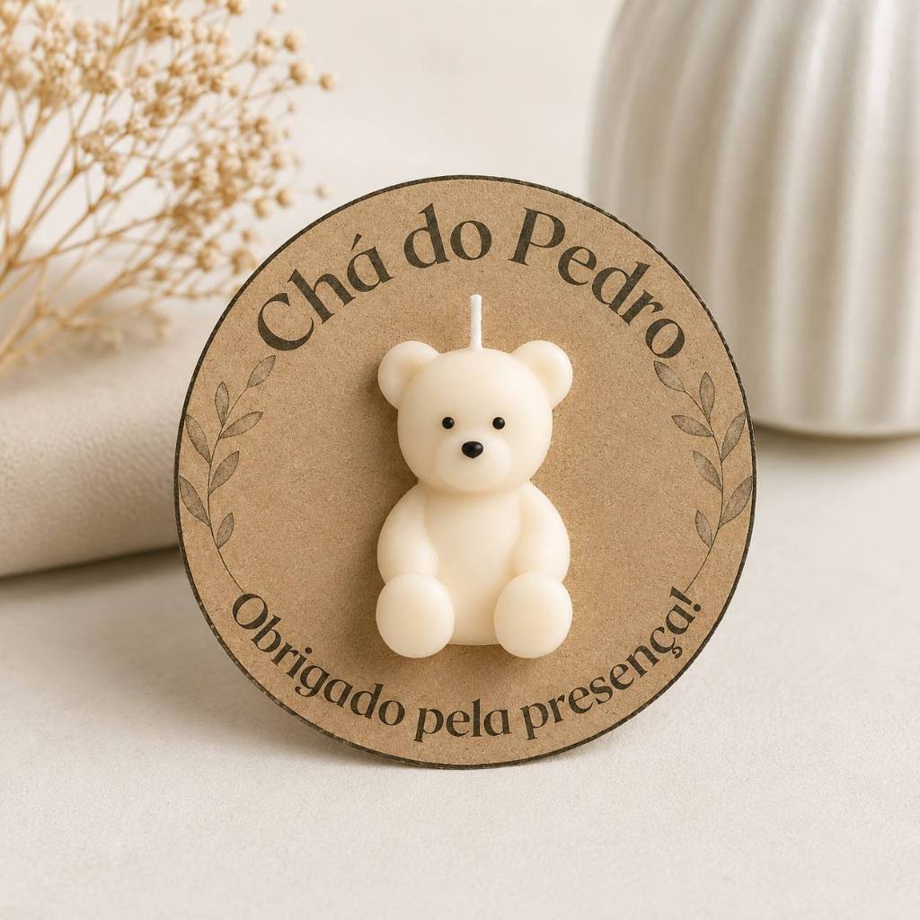 Kit Vela Aromática Urso cartão personalizado | lembrancinha maternidade, casamento, batizado, aniversário