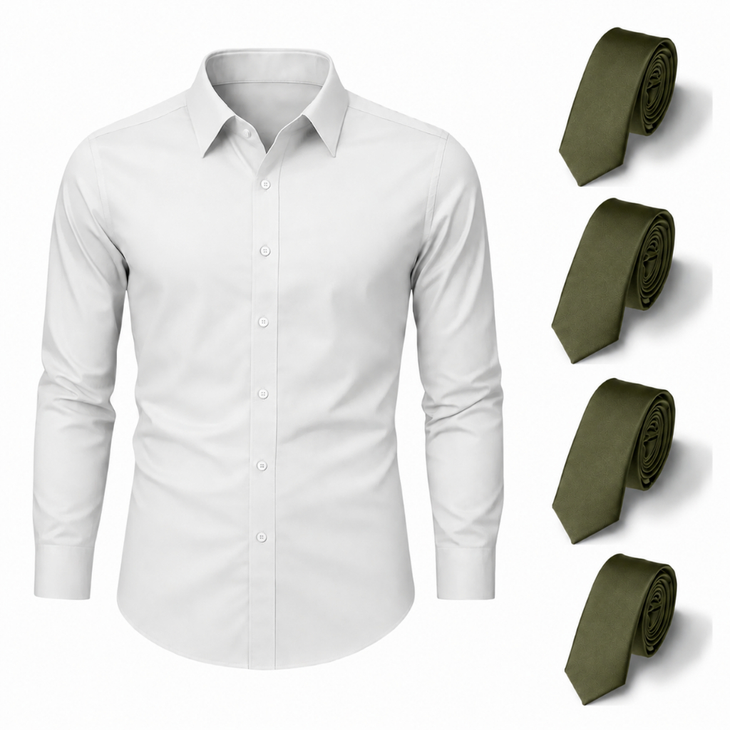 Kit Camisa Masculina Slim + Gravata Social Oxford Premium
