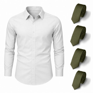Kit Camisa Masculina Slim + Gravata Social Oxford Premium