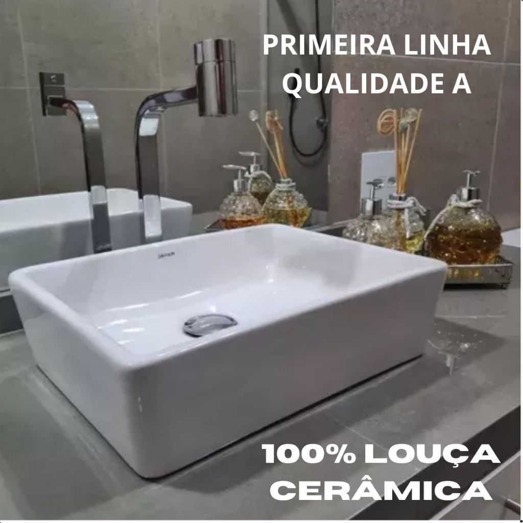 Cuba Sobrepor GUARUJA Banheiro Retangular Branca (GRADE A) 40x30x11cm 100% LOUÇA *PROMOÇÃO*