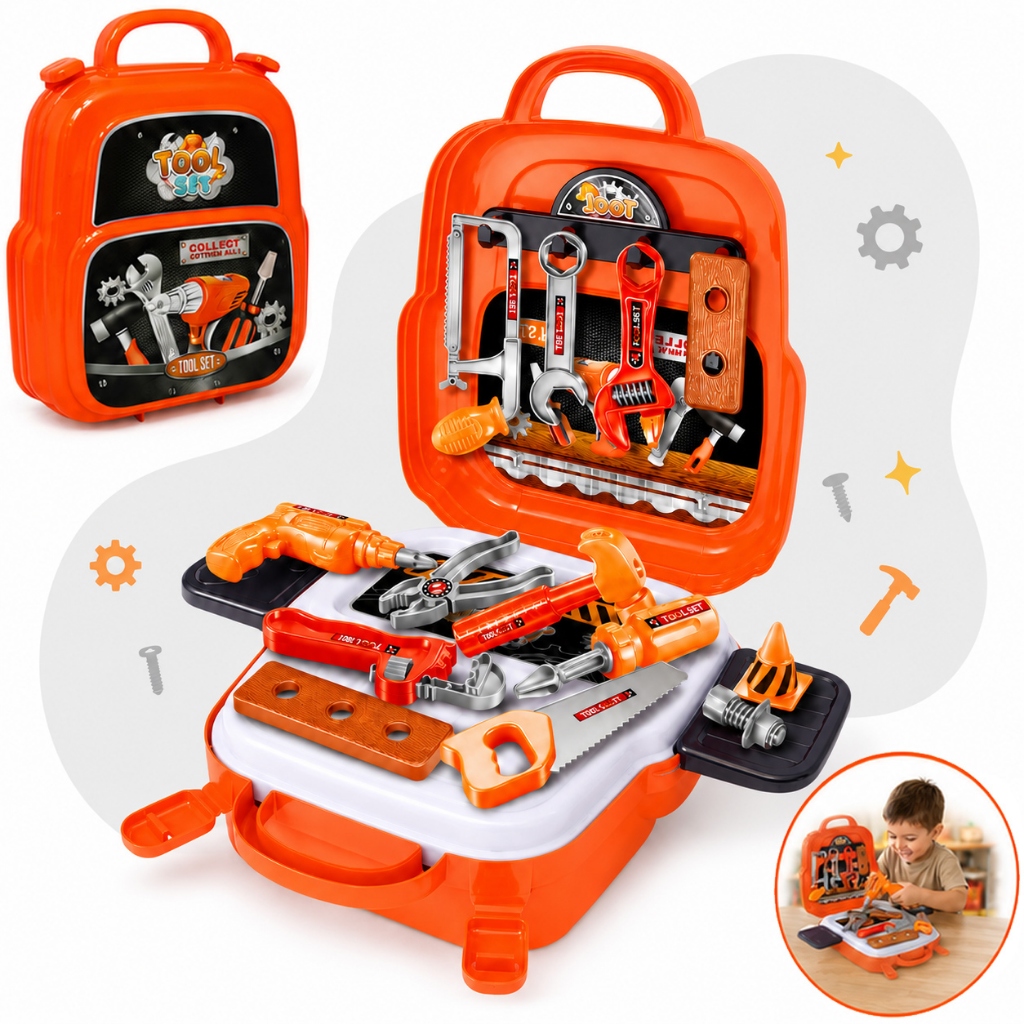 Kit Maleta Mochila De Ferramentas Infantil Criança 22 Peças Brinquedo Menino Kizumba