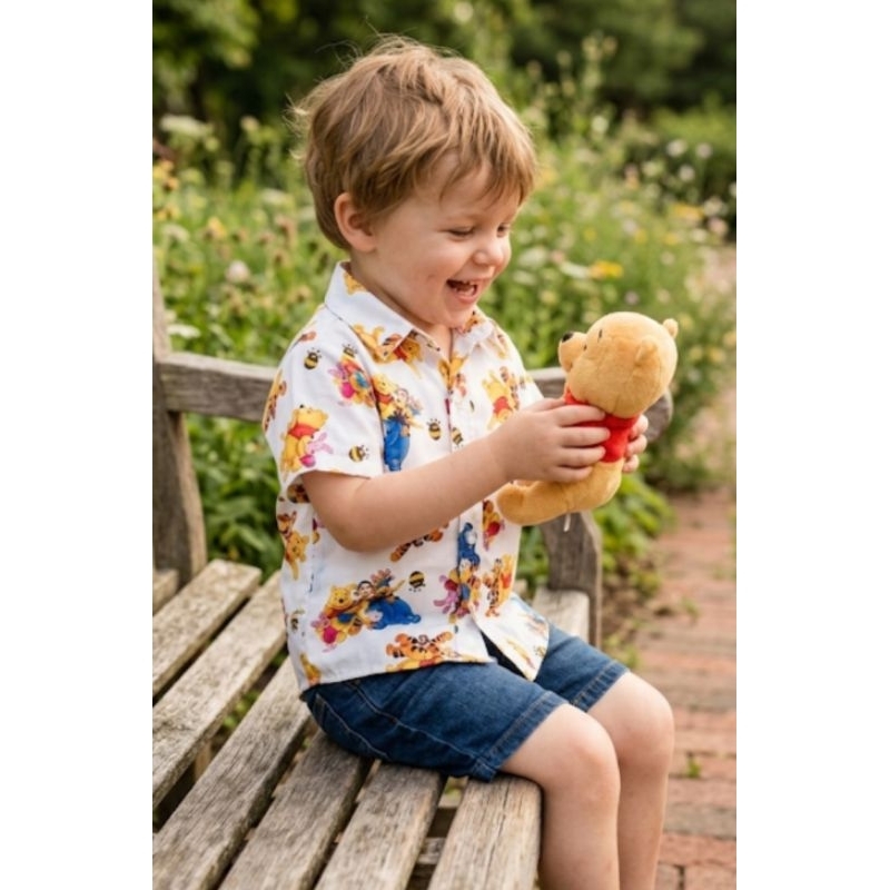 Camisa social ursinho pooh tam 1.2 anos,2.3 anos e 3.4 anos