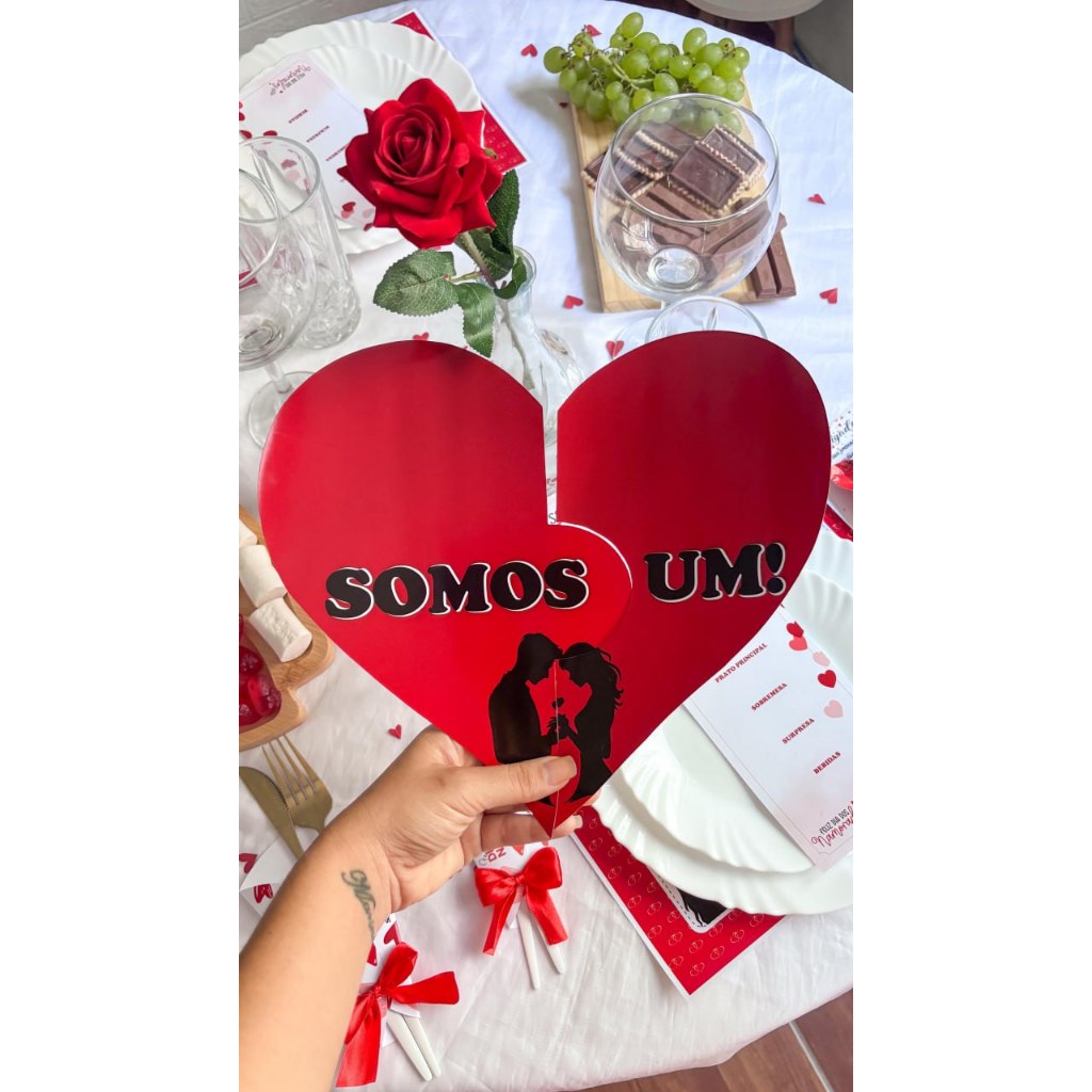 Papelaria Romântica Kit Dia dos Namorados Decoração Mesa Romântica Papelaria para Jantar Romântico Material dia dos Namo