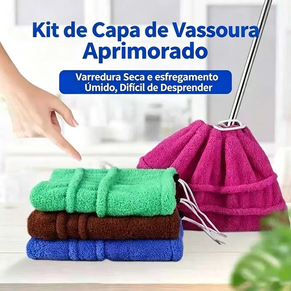 1/2/3 Peça Capa De Pano Para Vassoura E Rodo Reutilizável De Microfibra