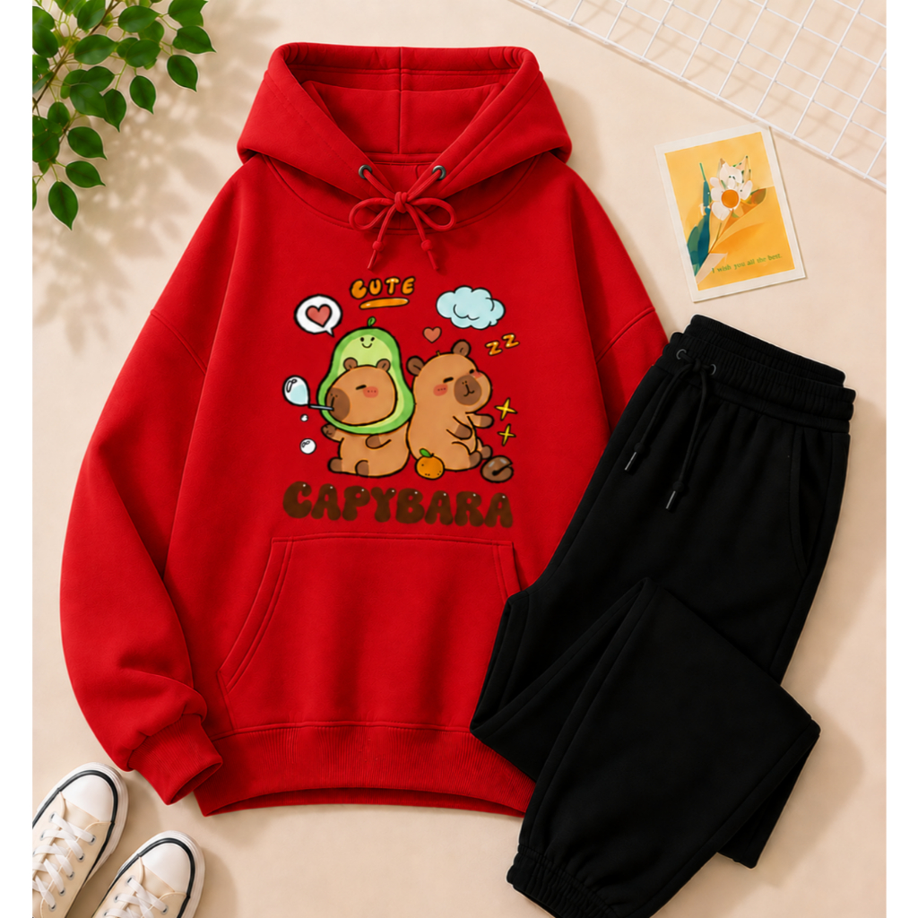 Conjunto Agasalho Calça Moletom Capivara Abacate Infantil