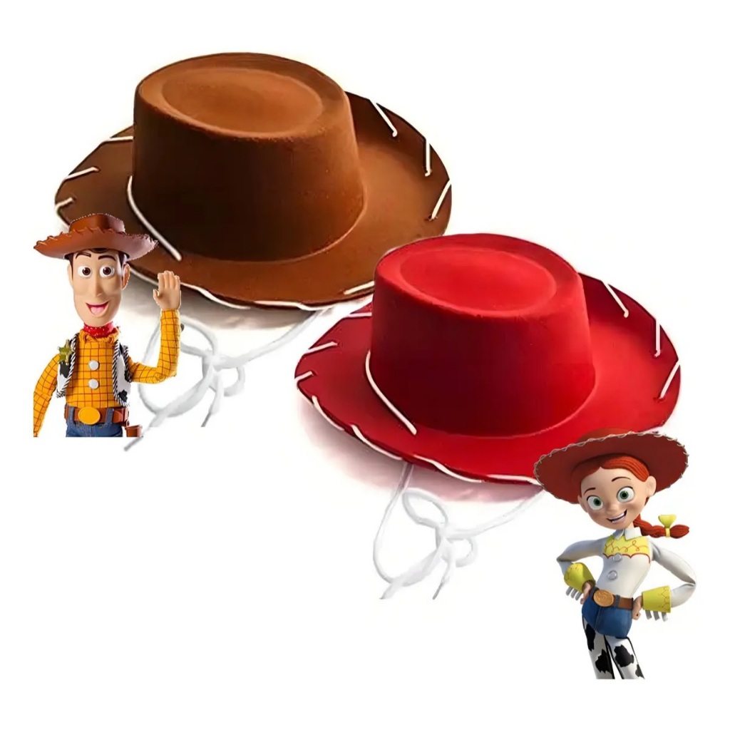 Kit 2 Chapéu Feltro Vaqueiro Festa Fantasia Infantil Wood e Jessye Tor Story