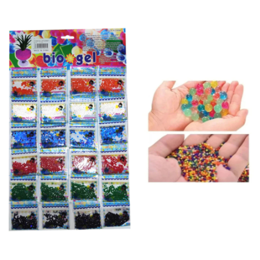 Bolinha Bio Gel Cresce Na Água Cartela 24 Pacotes Coloridos Gel Orbes Cristais Decoração Vaso Planta