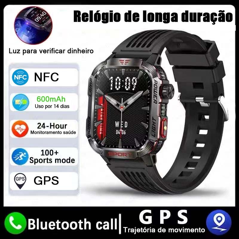 Relógio Inteligente Masculino Belteenk 2.01" HD Smart watch Autonomia de 14 dias Chamada Bluetooth IP68 à Prova de água