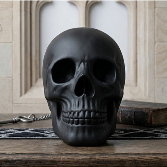 Crânio Decorativo Caveira Resina Realista Mini Escultura Geek Dark Halloween Decoração Mesa Estante