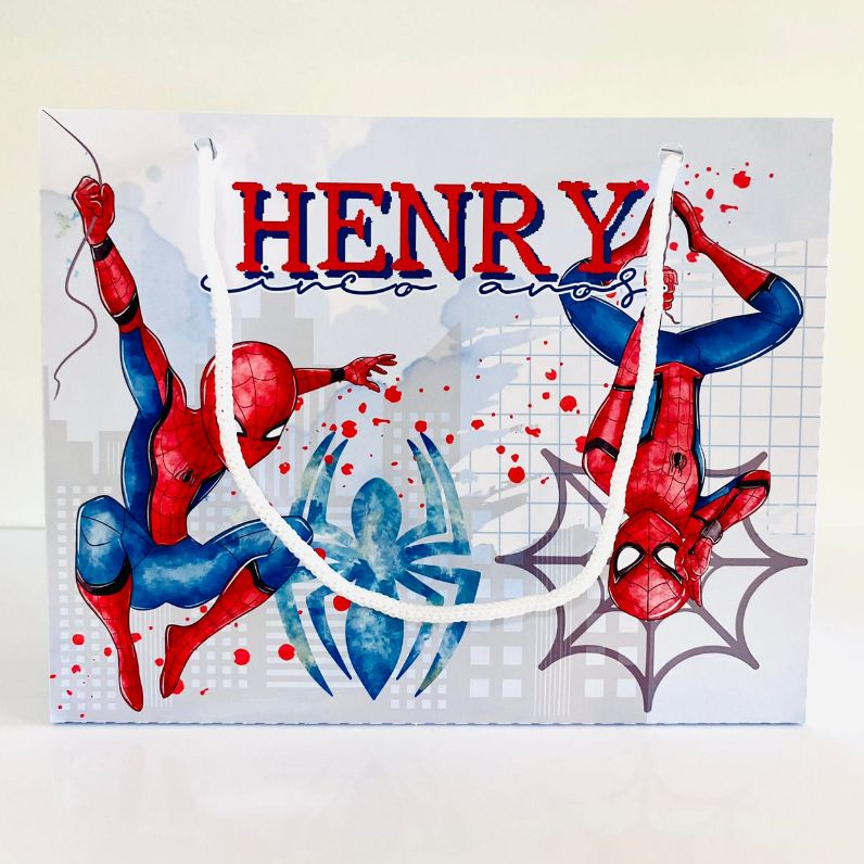 Kit Sacolinha Personalizada HOMEM ARANHA Lembrancinha Surpresa Festa Infantil Aniversário 20x15x6cm