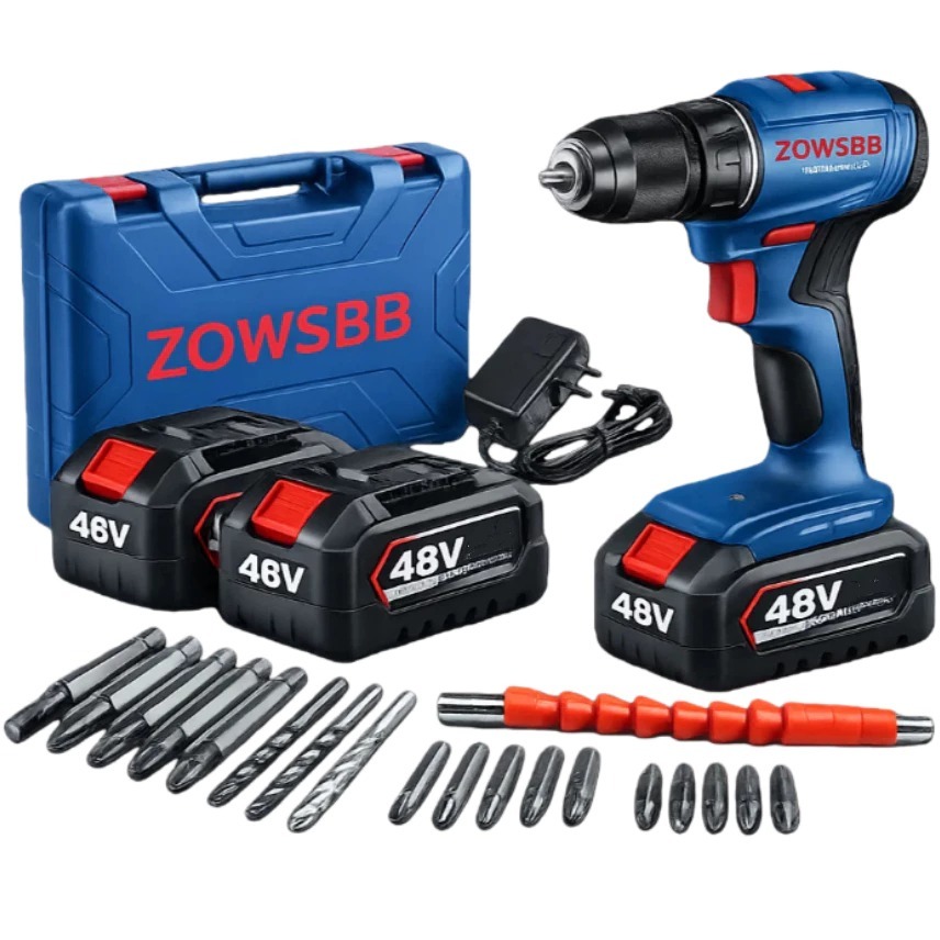 Furadeira parafusadeira ZOWSBB GSB 6-115 48v Brushless Furadeira elétrica 2 Baterias furadeira de impacto elétrica