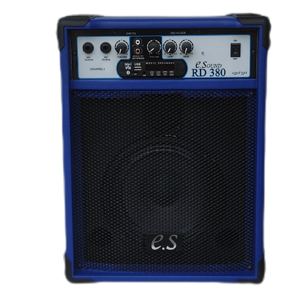 Caixa De Som Amplificada E-sound RD 380 50W Bluetooth FM USB SD Mic Guitar Violão Cavaquinho Azul