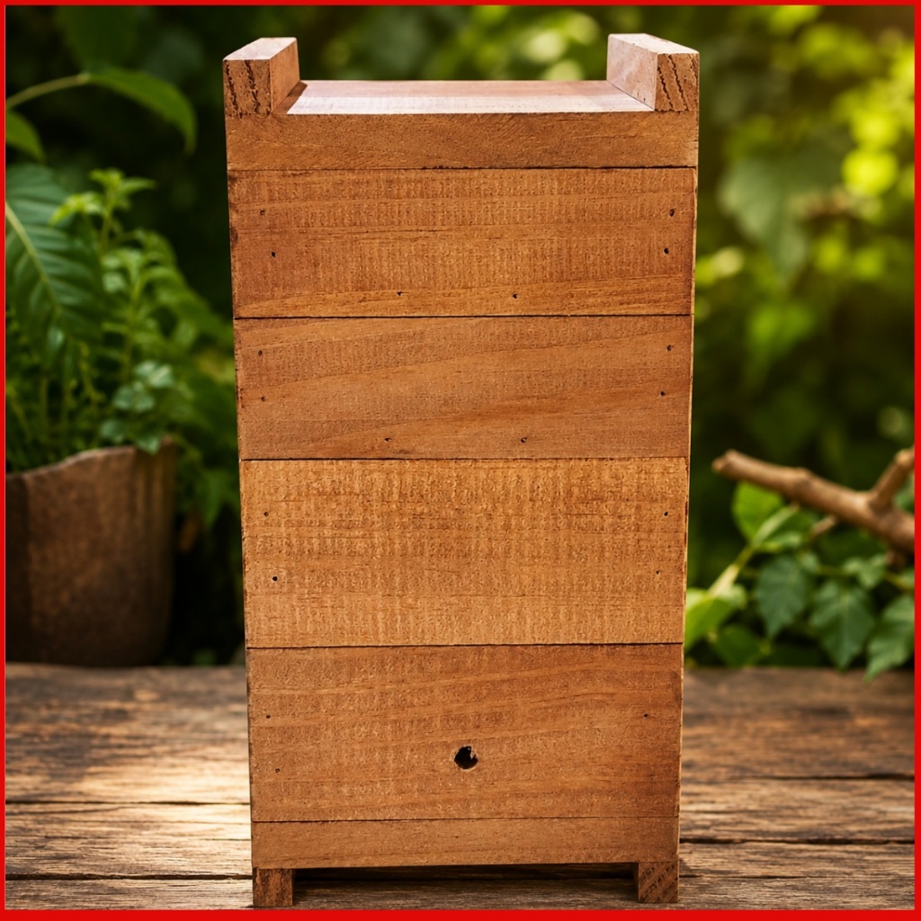 Caixa Para Abelhas Jataí, 12x12 Interno, Madeira de Pinus, Jatái, Mirim, Sem Ferrão Com 2 Melgueiras  Modelo Inpa
