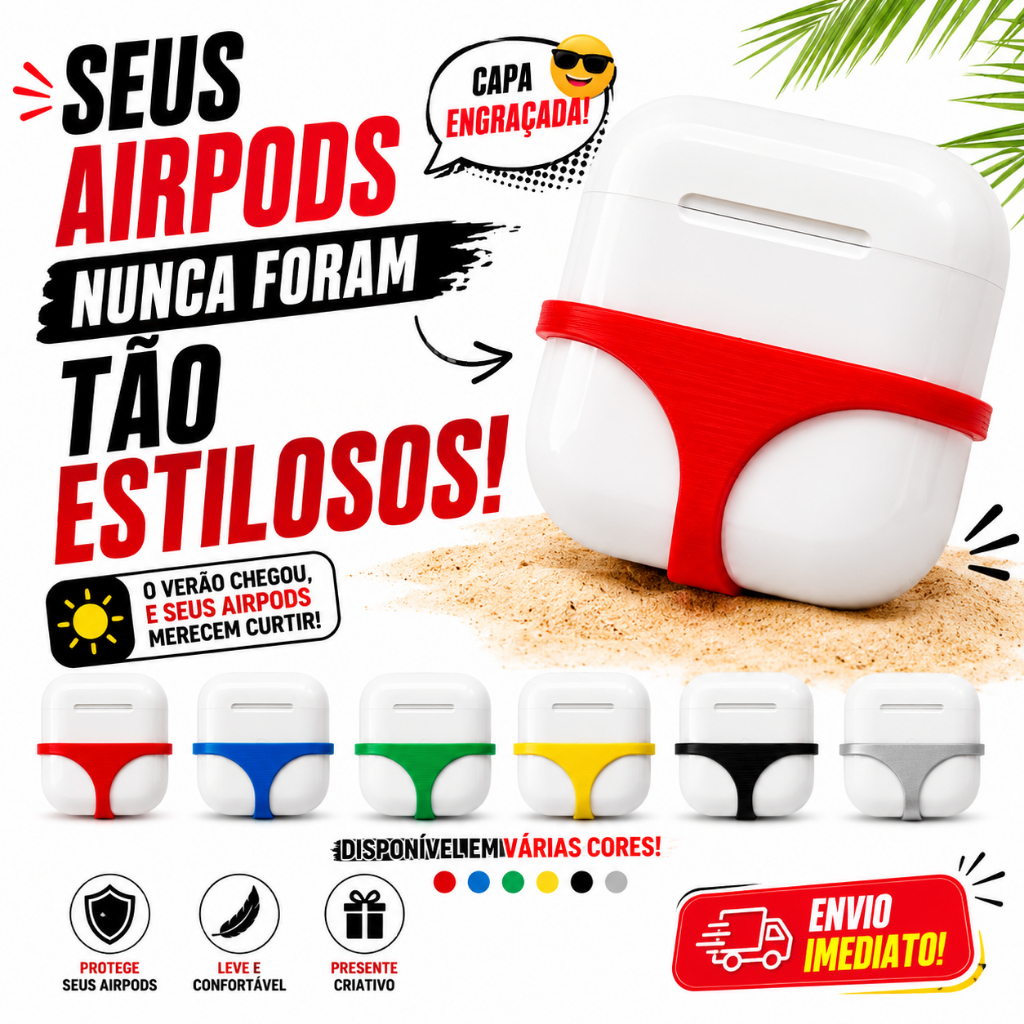 Capa Divertida para AirPods Pro · Case Criativo Estilo Praia