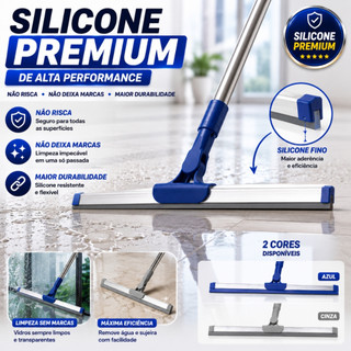 Rodo Silicone 50cm Cabo Telescopico 1,40m Piso Vidro Box Nao Risca Seca Facil